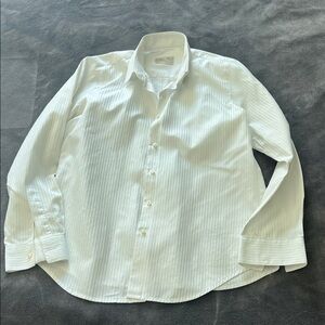 Elegant White Striped Women's Button Down Shirt